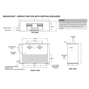 ActronAir Advance B CRV25BT / EVV25BS-V 25.0kW Vertical Indoor Split Ducted Air Conditioner System | 3 Phase