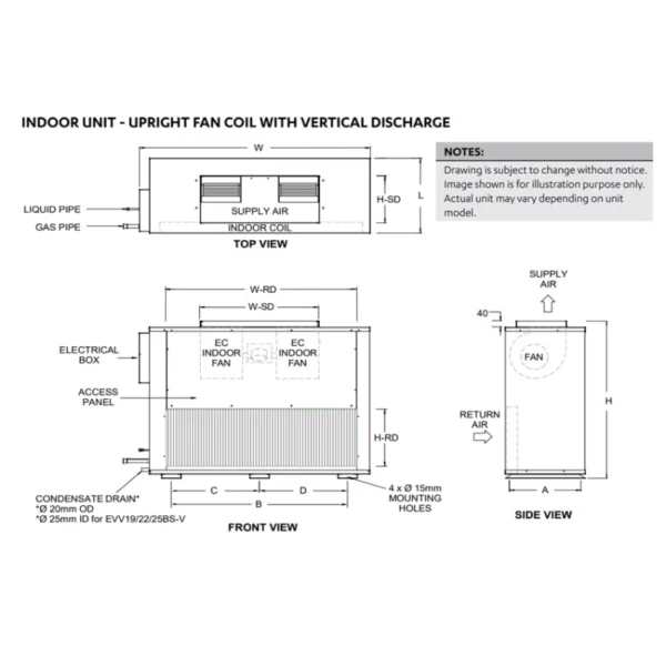 ActronAir Advance B CRV25BT / EVV25BS-V 25.0kW Vertical Indoor Split Ducted Air Conditioner System | 3 Phase ActronAir Advance B CRV25BT / EVV25BS-V 25.0kW Vertical Indoor Split Ducted Air Conditioner System | 3 Phase