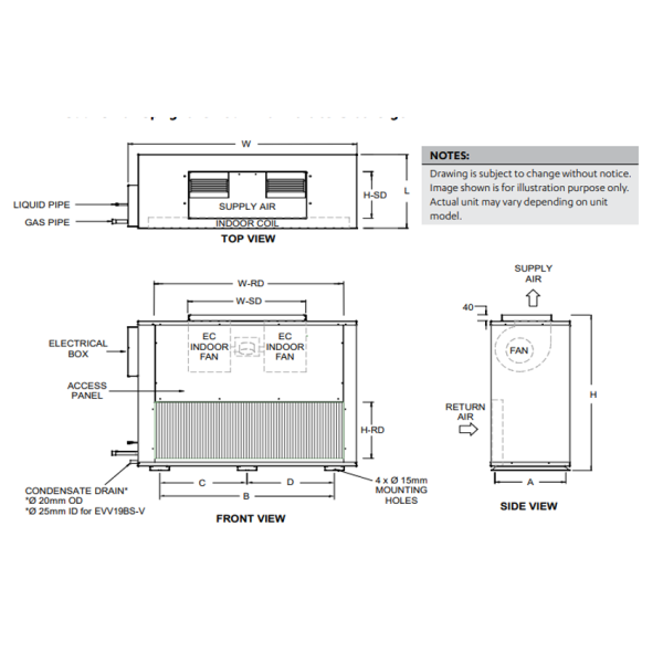 ActronAir Advance B CRV15BS / EVV15BS-V 15.10kW Vertical Indoor Split Ducted Air Conditioner System | 1 Phase