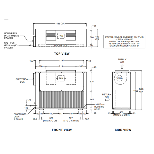 ActronAir Advance CRV210T / EVV210S-V 19.40kW Vertical Indoor Split Ducted Air Conditioner System | 3 Phase